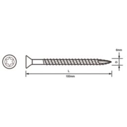 Turbo TX  TX Double-Countersunk  Multipurpose Screws 6mm x 100mm 100 Pack