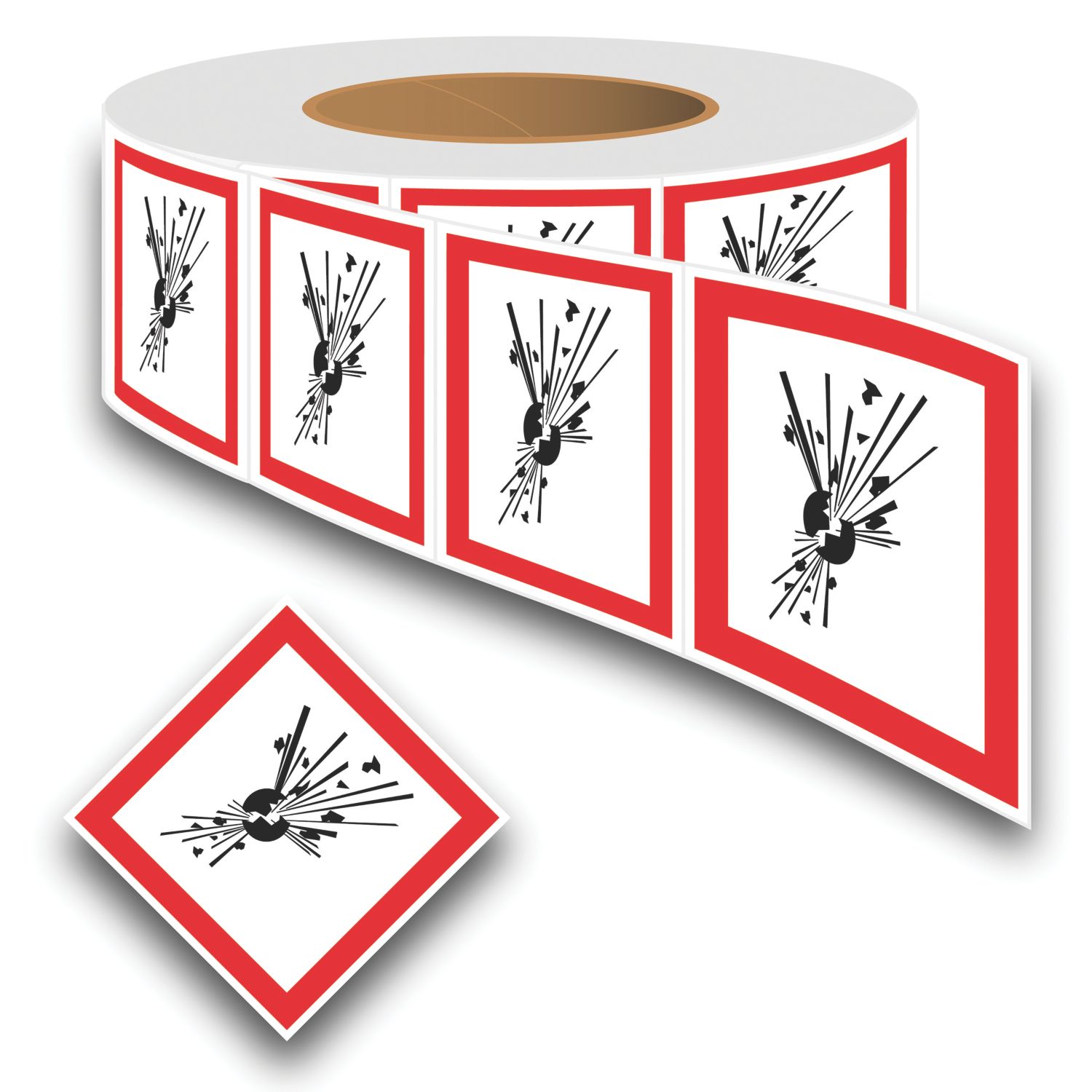 Essentials Explosive GHS Labels (Roll) 100mm x 100mm (586YU)