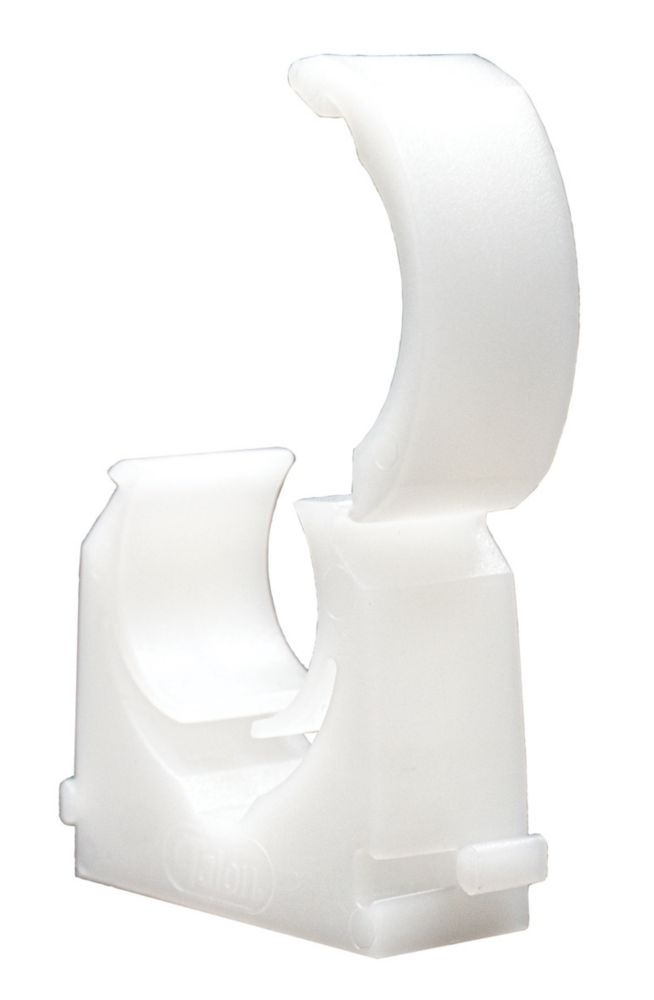 Talon 28mm Hinged Pipe Clip White 50 Pack - Screwfix