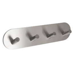 Eclipse 4 Hook Angled Coat Rail Satin Stainless Steel 191mm x 48mm