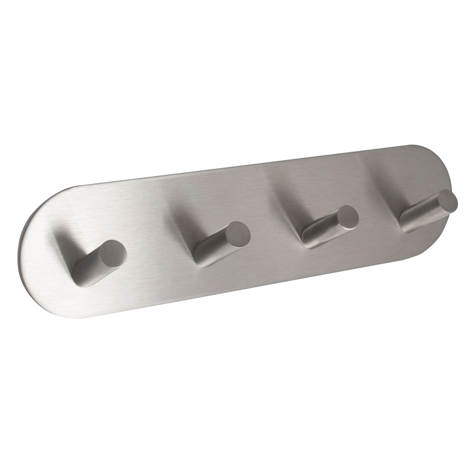 Eclipse 4-Hook Angled Coat Rail Satin Stainless Steel 191mm x 48mm (5879P)