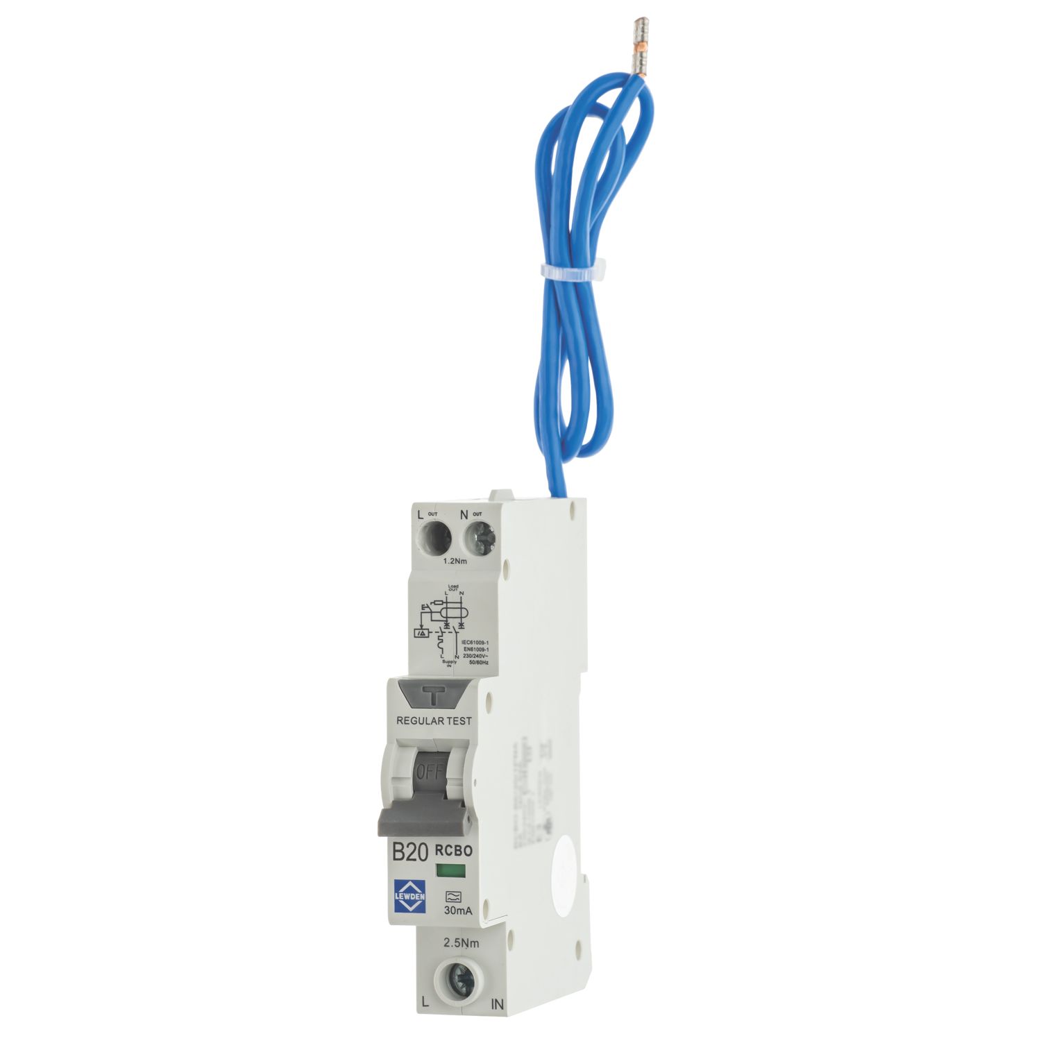 Lewden 20A 30mA Type A 1+N B Curve Compact RCBO (587HM)