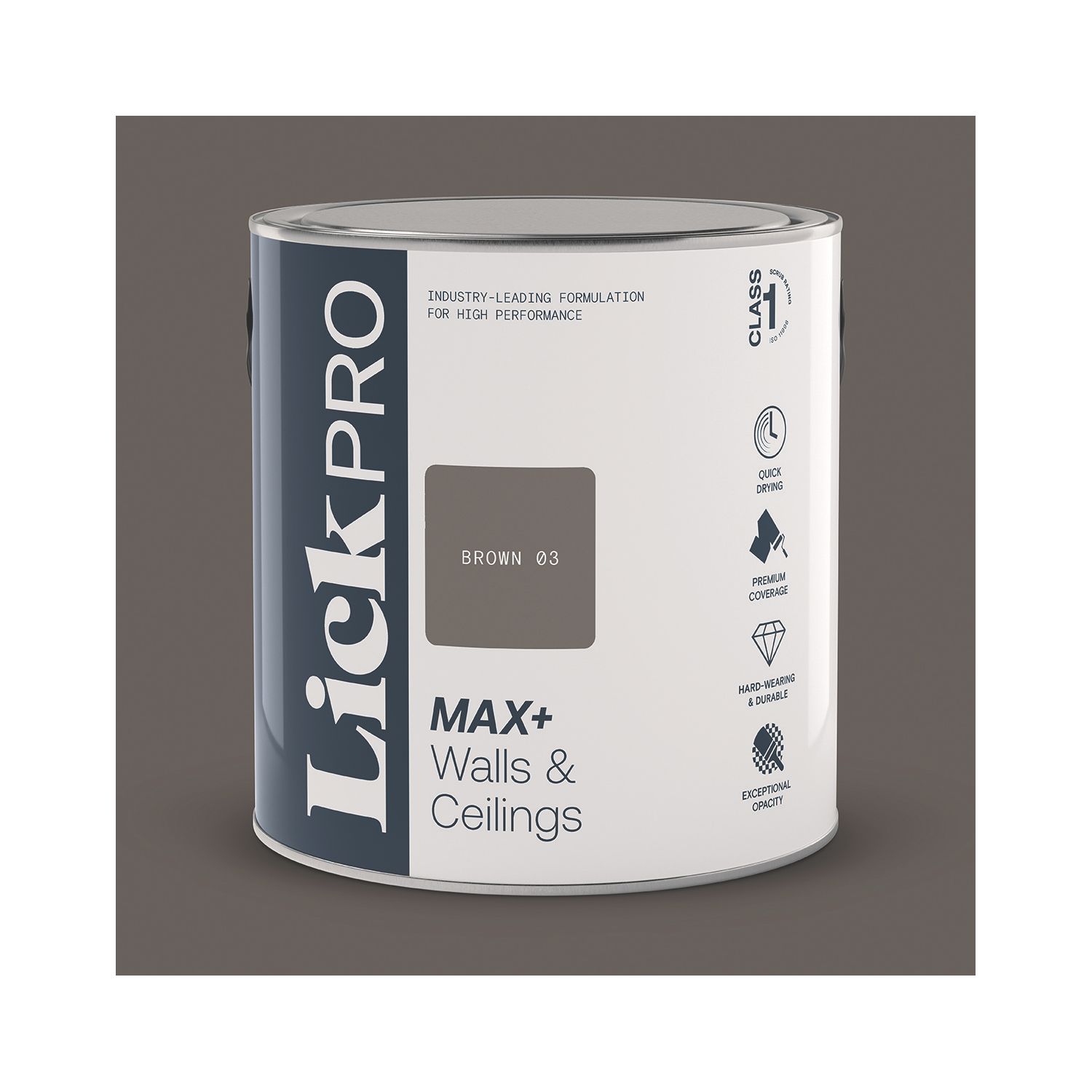 LickPro Max+ 2.5Ltr Brown 03 Matt Emulsion Paint (587JY)