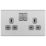 LAP  13A 2-Gang DP Switched Power Socket Brushed Stainless Steel  with Graphite Inserts