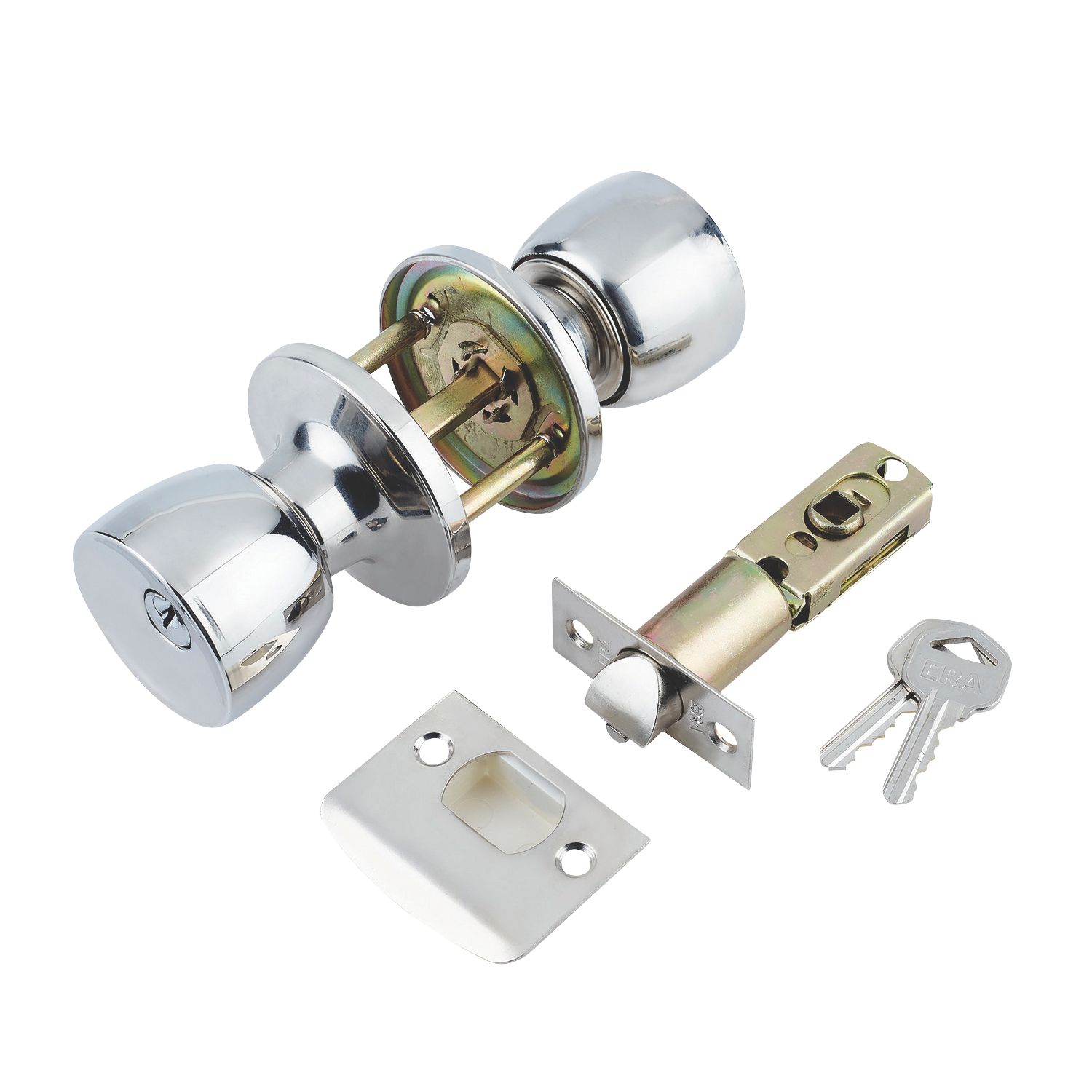 ERA 166-61 Ball Mortice Knob Set Polished Chrome 67mm (587KR)