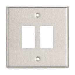 Contactum iConic 2-Module Grid Faceplate Brushed Steel