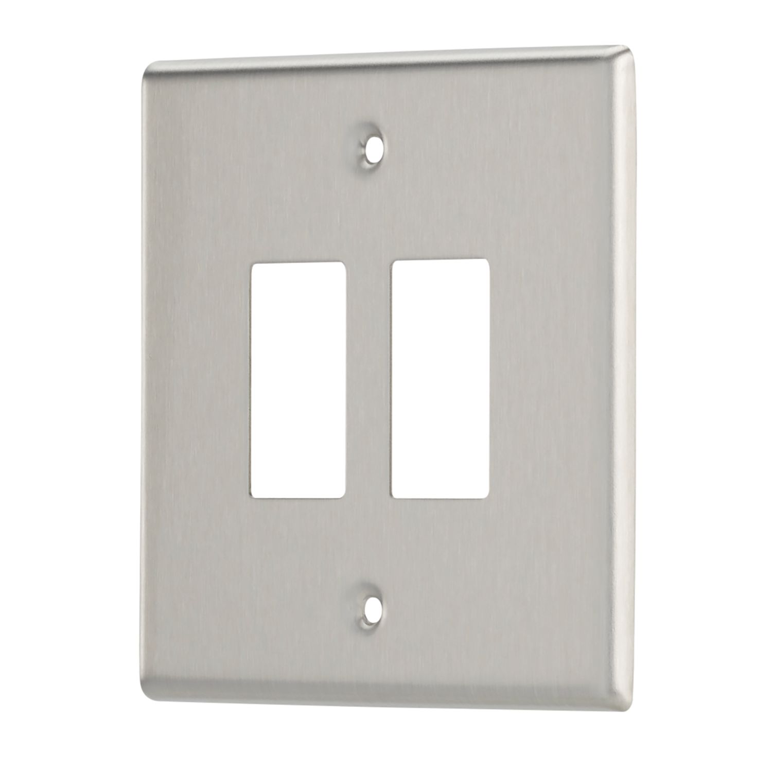 Contactum iConic 2-Module Grid Faceplate Brushed Steel (587RK)
