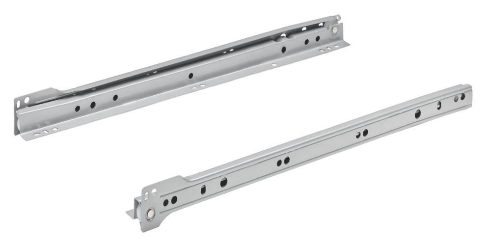 Essentials Silver Bottom Fix Self-Closing Roller Drawer Runners 400mm 2 ...