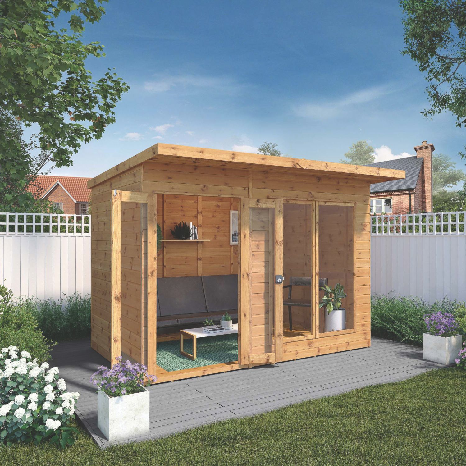 Mercia Maine 9' 6" x 6' (Nominal) Pent Timber Summerhouse (587YL)
