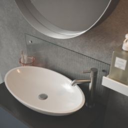 Splashback  Bathroom Splashback Fluted Clear with Satin Chrome Caps 250mm x 600mm x 4mm