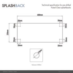 Splashback  Bathroom Splashback Fluted Clear with Satin Chrome Caps 250mm x 600mm x 4mm