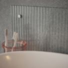 Splashback  Bathroom Splashback Fluted Clear with Satin Chrome Caps 250mm x 600mm x 4mm