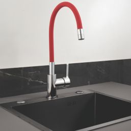 Piasa   Pull-Out Spray Mixer Kitchen Tap Chrome & Red