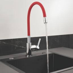 Piasa   Pull-Out Spray Mixer Kitchen Tap Chrome & Red