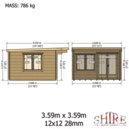 Shire Danbury 12' x 12' (Nominal) Pent Timber Log Cabin