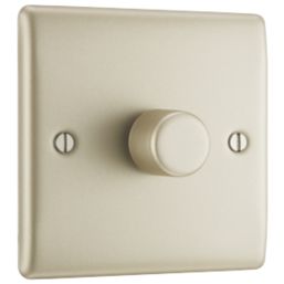 British General Nexus Metal 1-Gang 2-Way LED Dimmer Switch  Pearl Nickel with Colour-Matched Inserts