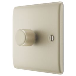 British General Nexus Metal 1-Gang 2-Way LED Dimmer Switch  Pearl Nickel with Colour-Matched Inserts