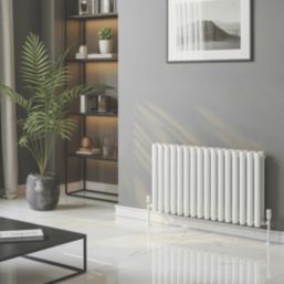 Reina Elips Double 600mm x 1140mm 4550BTU White Horizontal Designer Radiator