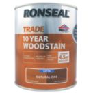Ronseal 750ml Natural Oak Satin Water-Based Exterior Wood Stain