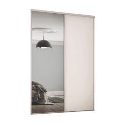 Spacepro Classic 2-Door Sliding Wardrobe Door Kit Cashmere Frame Cashmere / Mirror Panel 1793mm x 2260mm