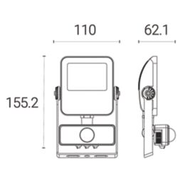 4lite  Outdoor LED Floodlight With PIR Sensor Black 10W 1050lm