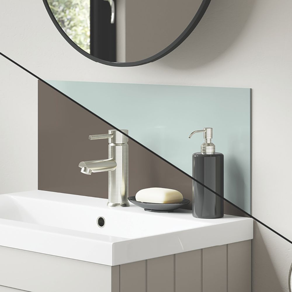 Splashwall Vanity Splashback Gloss Terra Grey / Seabreeze Green 600mm x 250mm x 4mm