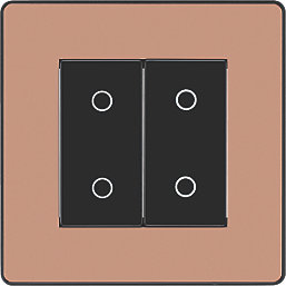 British General Evolve 2-Gang 2-Way LED Double Master Touch Trailing Edge Dimmer Switch  Copper with Black Inserts