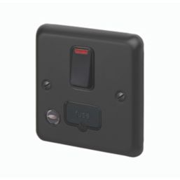 MK Contoura 13A Switched Fused Spur & Flex Outlet with Neon Black with Colour-Matched Inserts