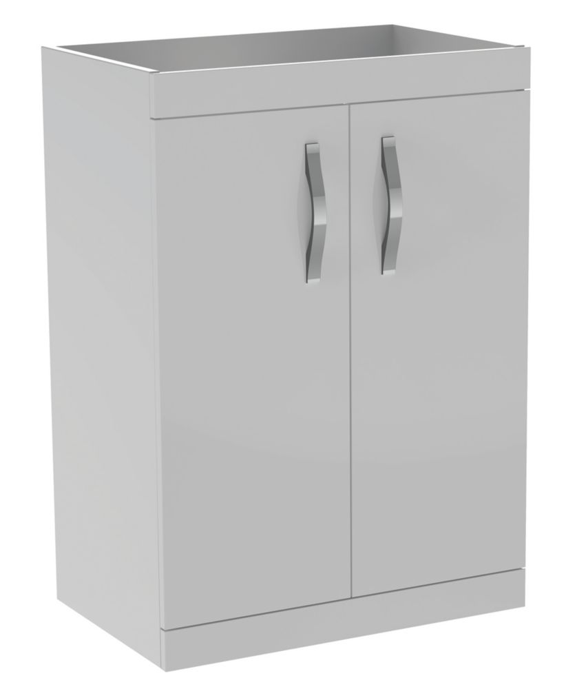 Ablis Freestanding Vanity Unit Gloss Grey 600mm x 390mm x 844mm - Screwfix