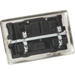 Knightsbridge  13A 2-Gang DP Switched Double Socket Polished Chrome  with Black Inserts