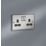 Knightsbridge  13A 2-Gang DP Switched Double Socket Polished Chrome  with Black Inserts