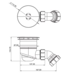 Top-Fix  Shower Waste Brushed brass 90mm