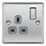 British General Nexus Metal 13A 1-Gang SP Switched Plug Socket Brushed Steel  with Graphite Inserts