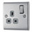 British General Nexus Metal 13A 1-Gang SP Switched Plug Socket Brushed Steel  with Graphite Inserts