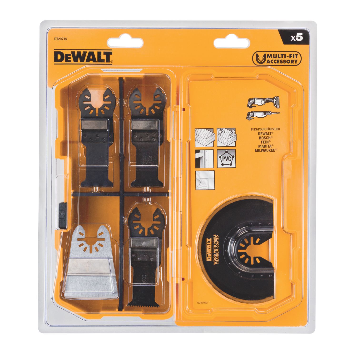 DEWALT DT20715-QZ Multi-Material Cutting Blade Set 5 Pieces (5896F)