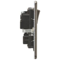 Knightsbridge Screwless 13A 2-Gang DP Switched Double Socket Antique Brass  with Black Inserts