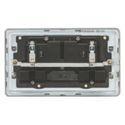 Knightsbridge Screwless 13A 2-Gang DP Switched Double Socket Antique Brass  with Black Inserts