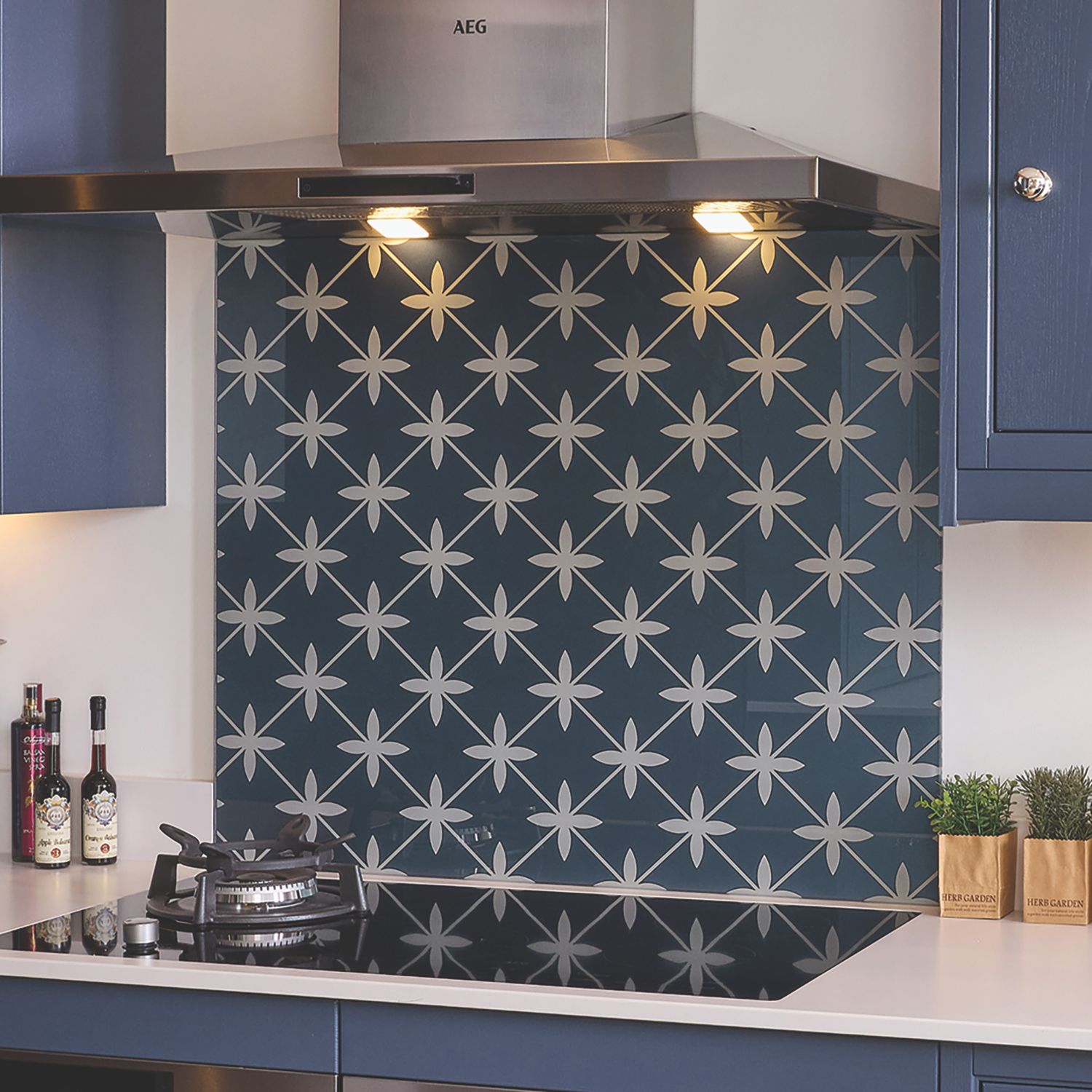 Laura Ashley Wicker Midnight Seaspray Kitchen Splashback 900mm x 750mm x 6mm (589JM)