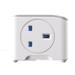 Masterplug 13A 3-Gang Unswitched Surge-Protected Extension Lead + 3A 2-Outlet Type C USB Charger Matt White 2m