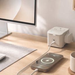 Masterplug 13A 3-Gang Unswitched Surge-Protected Extension Lead + 3A 2-Outlet Type C USB Charger Matt White 2m