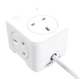 Masterplug 13A 3-Gang Unswitched Surge-Protected Extension Lead + 3A 2-Outlet Type C USB Charger Matt White 2m