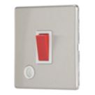 Contactum Lyric 32A 1-Gang DP Control Switch & Flex Outlet Brushed Steel  with White Inserts