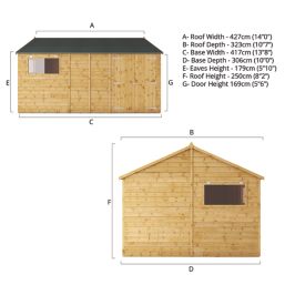 Mercia Modular 14' x 10' (Nominal) Reverse Apex Shiplap T&G Timber Workshop