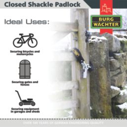 Burg-Wachter Delta   Closed Shackle  Solid Steel Padlock Silver 60mm