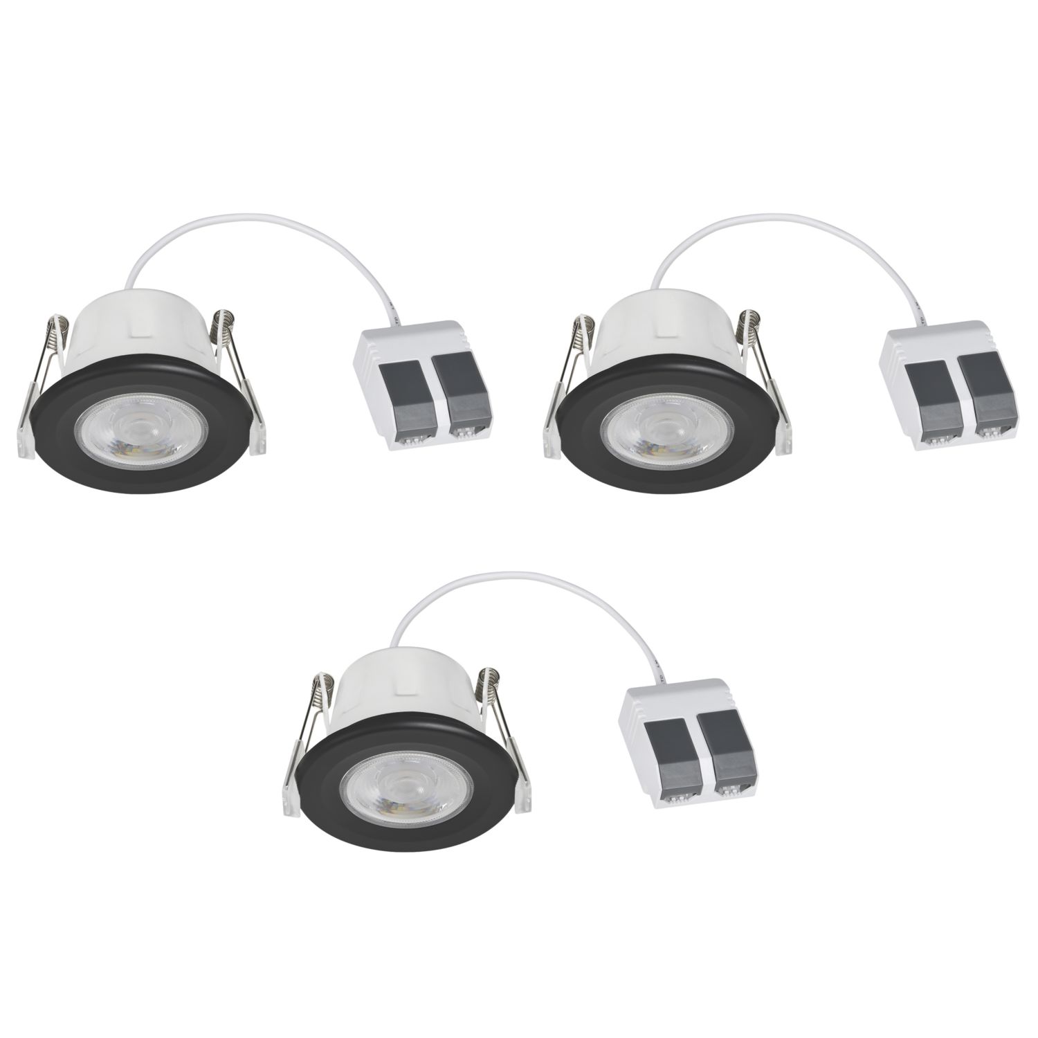 LAP Myko Fixed Fire Rated LED Smart Downlights Matt Black 4.7W 520lm 3 Pack (590FM)
