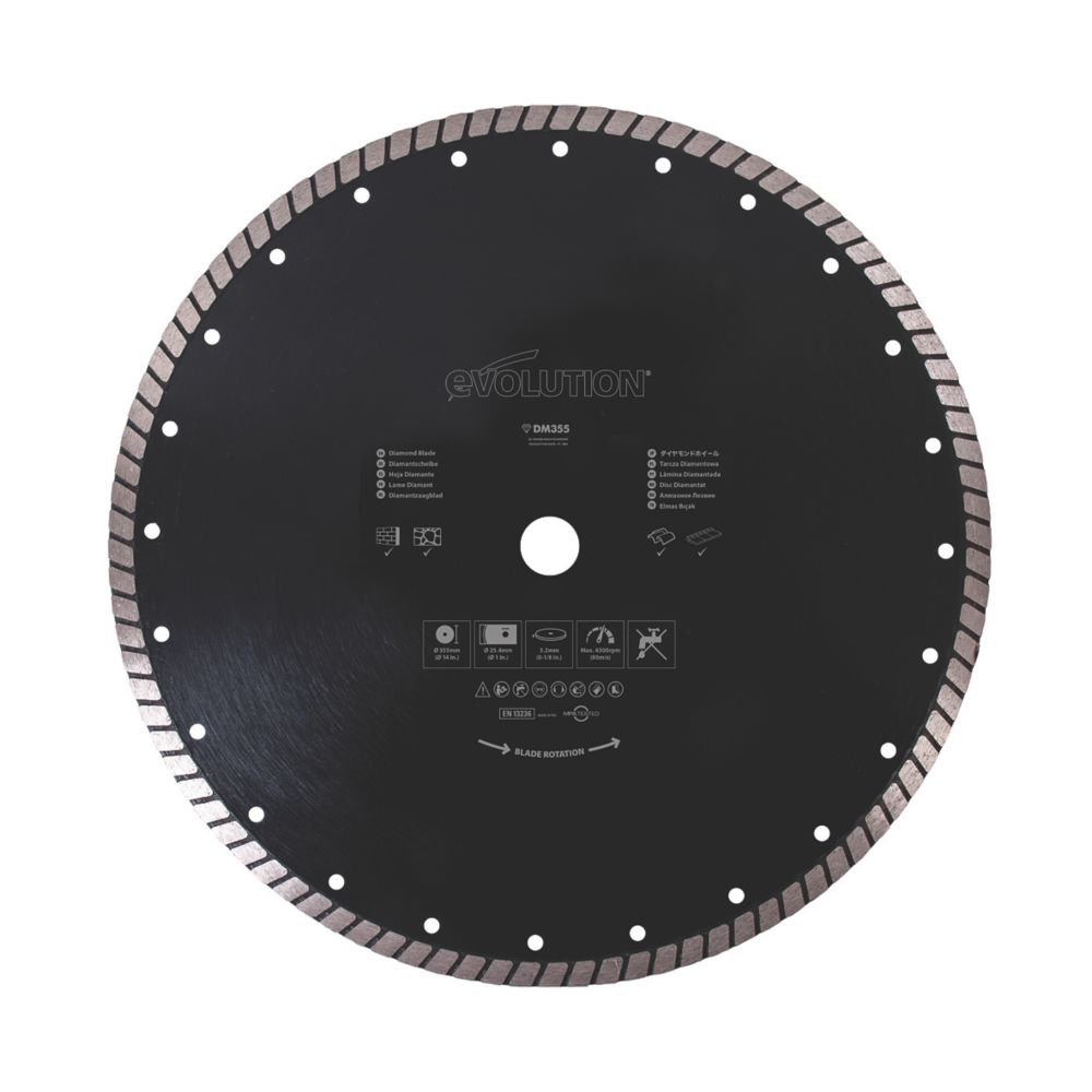 Evolution RAGEBLADE355DIAMOND Masonry Diamond Turbo Blade 355mm x 25