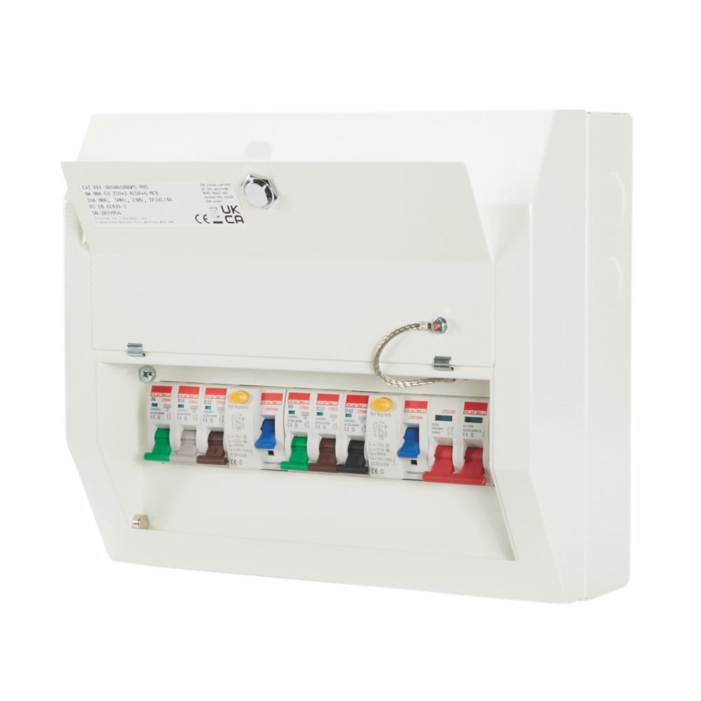 Contactum Defender 1.0 12-Module 6-Way Populated High Integrity Dual RCD Consumer Unit