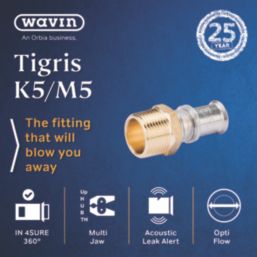 Wavin Tigris  Multi-Layer Composite Press-Fit Adapting Male Couplers 0.75" x 16mm 10 Pack