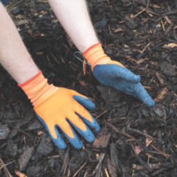 ClipGlove Landscaper   Polyester & Latex Gardening Gloves Navy / Orange Medium