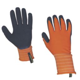 ClipGlove Landscaper   Polyester & Latex Gardening Gloves Navy / Orange Medium